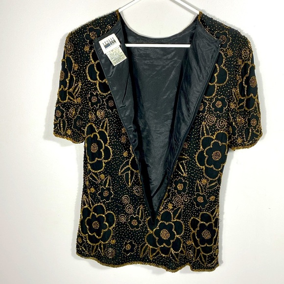 Leslie Fay Evenings beaded silk blouse size 12 - Picture 7 of 12